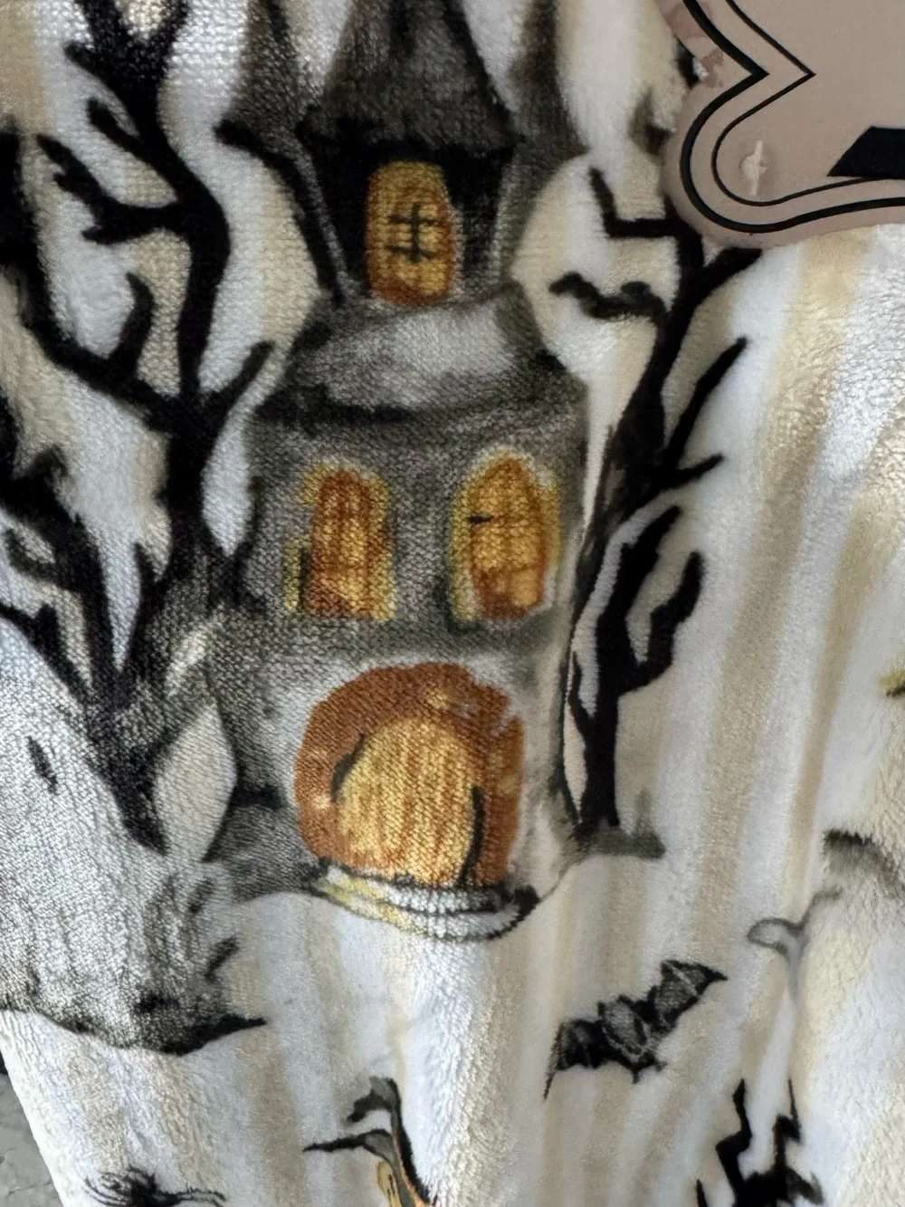 Spookville Halloween Striped  Throw Blanket w/Scarecrows Haunted House Bats NWT